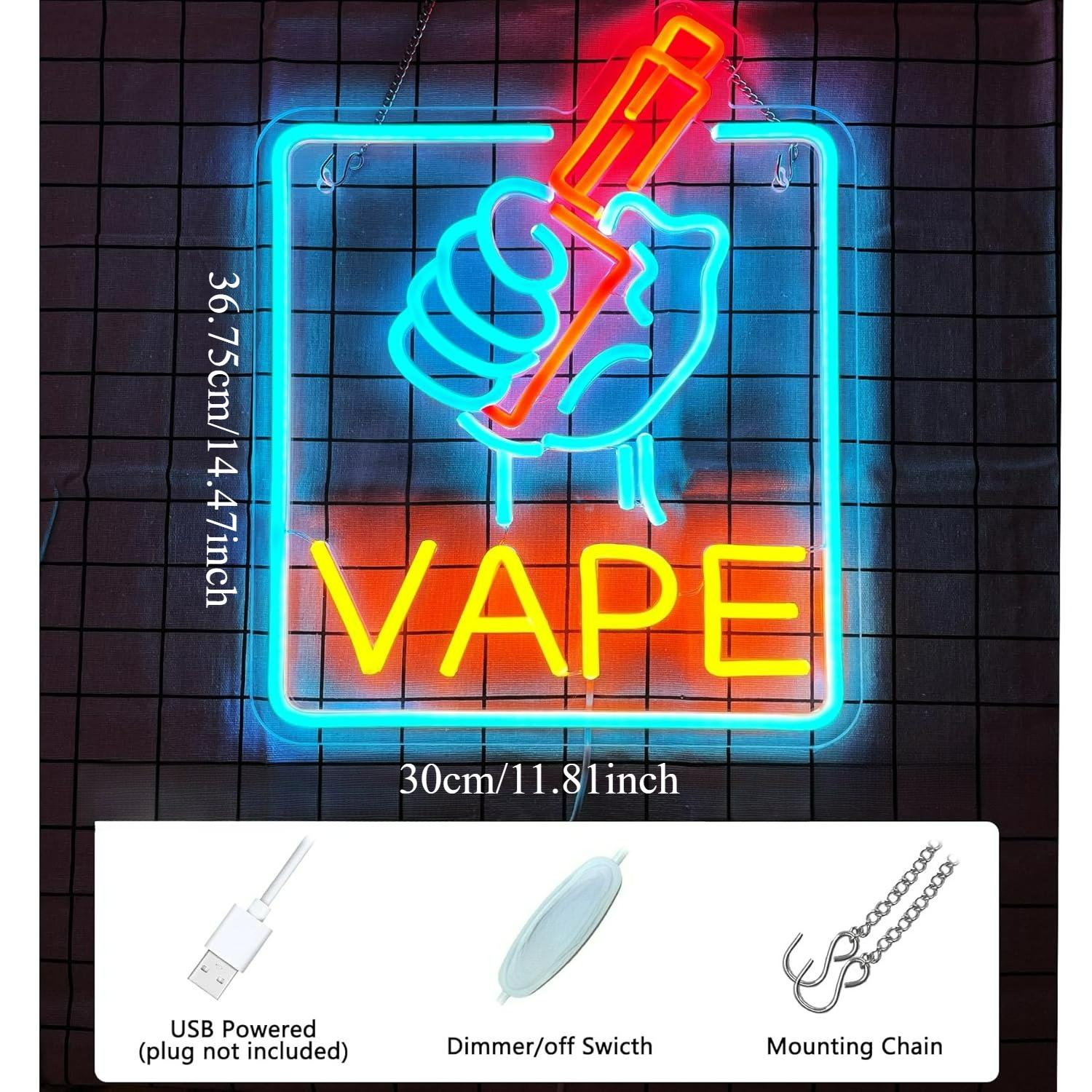 VAPE Neon Sign USB Dimmable LE - Vaping Store 评论和价格
